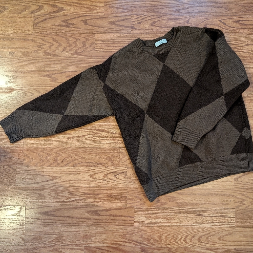Aritzia Babaton diamond pattern wool sweater, brown, sz Small